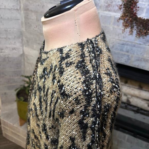 Democracy Open Front Animal Print Cardigan Size Large Bell Sleeves Pockets - Picture 9 of 10